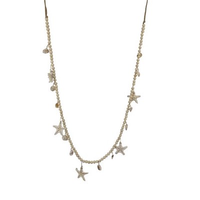 65" Wood Beads and Starfish Table Garland