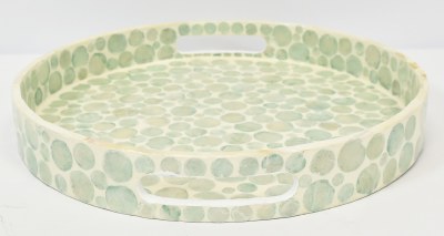 Small Round Green Dots Capiz Decorative Tray
