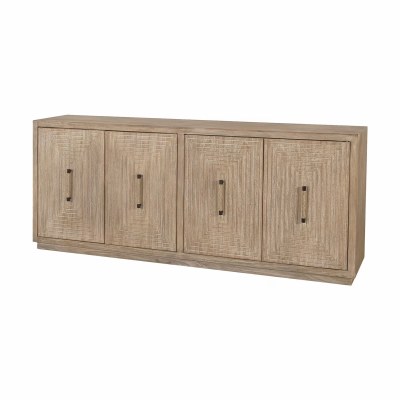78" Whitewash and Brown Four Door Cradenza