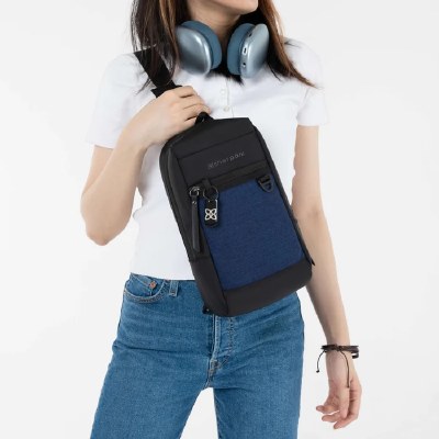 12" x 7" Indigo Anti-Theft Metro Convertible Sling Bag