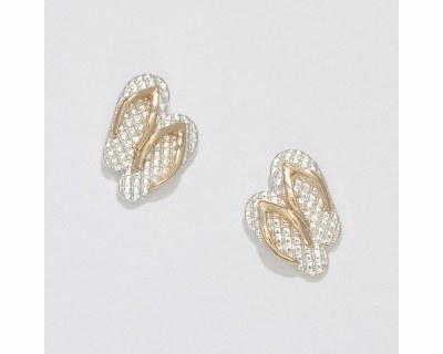 Silver and Gold Toned Flip Flop Earrings