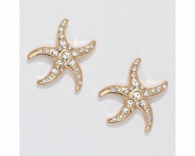 Gold Toned Bling Starfish Post Earrings