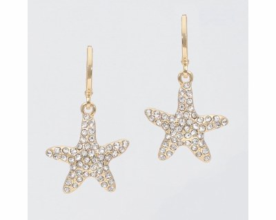 Gold Toned Bling Starfish Dangle Earrings