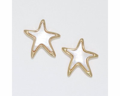 Gold Toned and Mother of Pearl Starfish Earrings