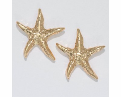 Textured Gold Toned Starfish Earrings