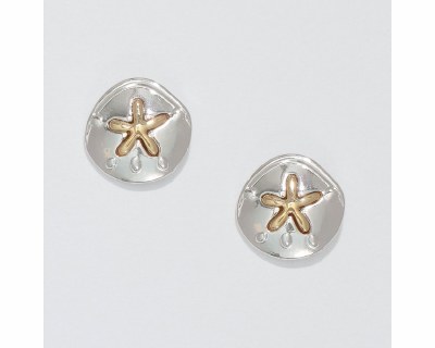 Silver and Gold Toned Sand Dollar Earrings