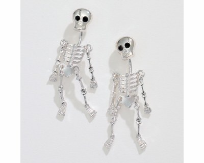 Silver Toned Skeleton Earrings