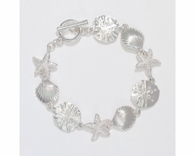Silver Toned Linked Sealife Bracelet