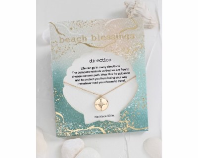 Beach Blessings 20" Gold Toned Compass Necklace