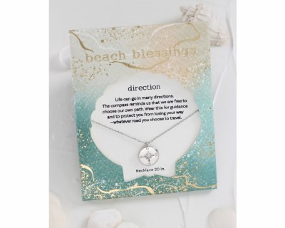 Beach Blessings 20" Silver Toned Compass Necklace