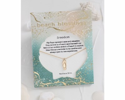 Beach Blessings 20" Gold Toned Flip Flop Necklace