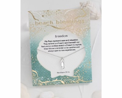 Beach Blessings 20" Silver Toned Flip Flop Necklace