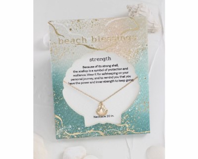 Beach Blessings 20" Gold Toned Scallop Shell Necklace