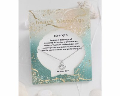Beach Blessings 20" Silver Toned Scallop Shell Necklace