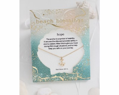 Beach Blessings 20" Gold Toned Anchor Necklace