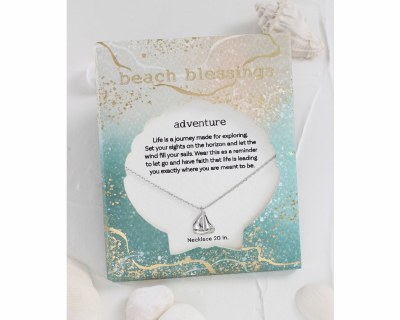 Beach Blessings 20" Silver Toned Sailboat Necklace