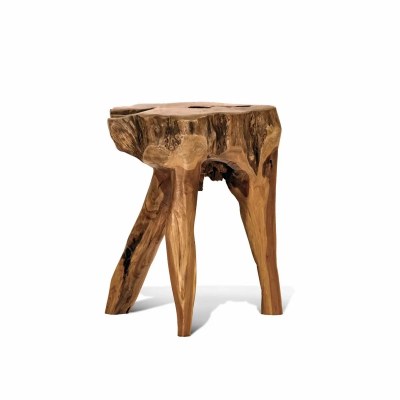 17" Natural Teak Root Stool