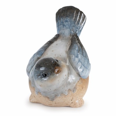 5" Bue Tail Up Ceramic Bird Figurine