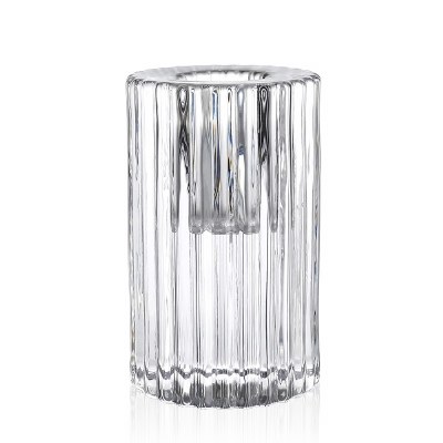 3" Clear Ribbed Taper Candleholder