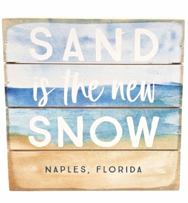 6" Sq Naples "Sand is the New Snow" Coastal Christmas Plaque