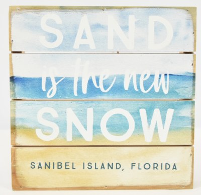 6" Sq Sanibel Island "Sand is the New Snow" Coastal Christmas Plaque