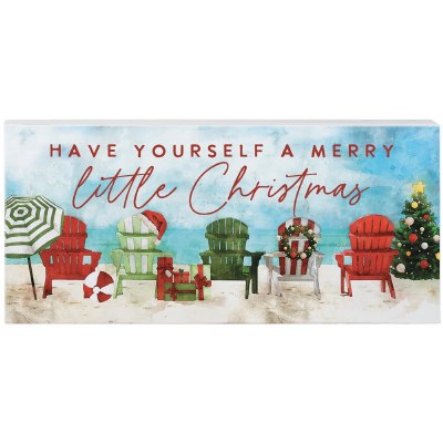 6" x 12" "Have Yourself A Merry Little Christmas" Coastal Christmas Beach Chairs Plaque