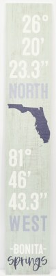 46" x 8" Bonita Springs Latitude and Longitude Coastal Porch Board