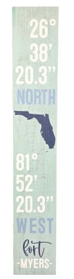 46" x 8" Fort Myers Latitude and Longitude Coastal Porch Board