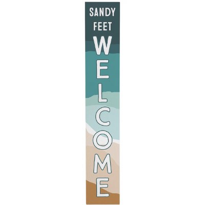 46" x 8" "Sandy Feet Welcome" Coastal Porch Board