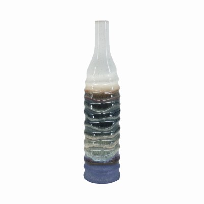 17" Multicolor and Blue Wavy Ceramic Vase