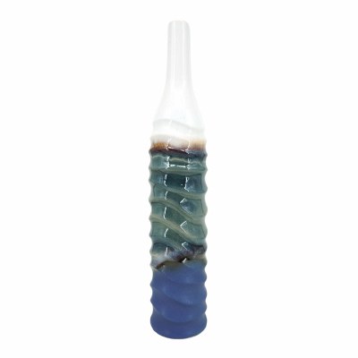 27" Multicolor and Blue Wavy Ceramic Vase