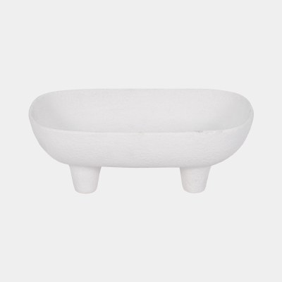 7" x 10" White Ceramic Footed Bowl