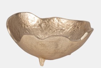10" Round Gold Metal Wavy Rim Bowl