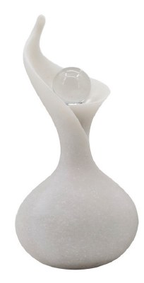 10" White Twist Polyresin Bottle With a Glass Orb Bottle Top