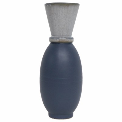 11" White and Blue Modern Ceramic Vase