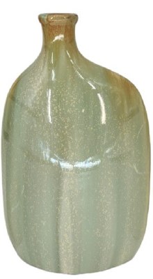 9" Green and Brown Ceramic Vase