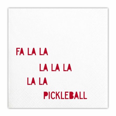 5" Square "Fa La La La La La La La Pickleball" Pickleball Christmas Beverage Napkins