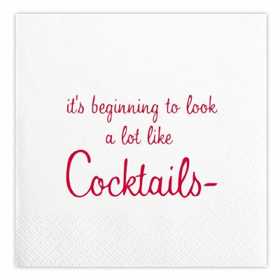 5" Square "Its Beginning To Look A Lot Like Cocktails" Beverage Napkins