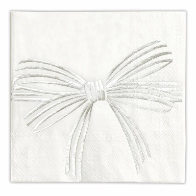 5" Square Silver Bow Beverage Napkins