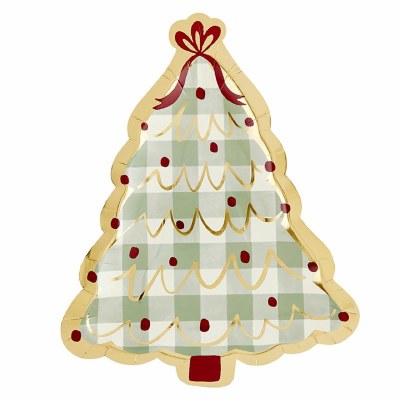 Pack of Eight Christmas Tree Shaped Paper Plates