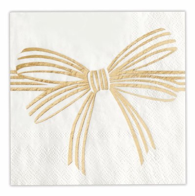 5" Square Gold Bow Beverage Napkins