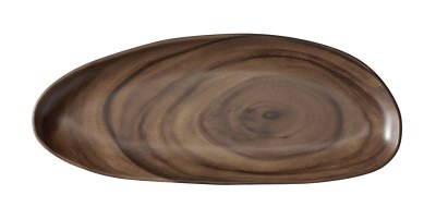7" x 18" Brown Wood Design Oval Melamine Serving Tray