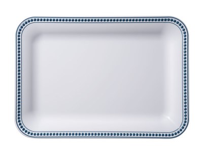 12" x 17" Blue Dots Rim Melamine Serving Tray
