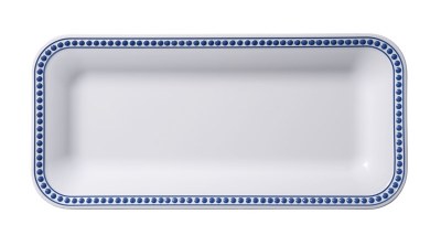 8" x 16" Blue Dots Rim Melamine Serving Tray
