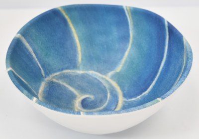 7" Round Blue Nautilus Shell Shoreline Melamine Salad Bowl