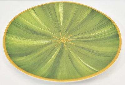 11" Round Dark Green Leaf Botanic Garden Melamine Dinner Plate