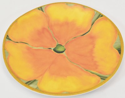 9" Round Orange Flower Botanic Garden Melamine Salad Plate