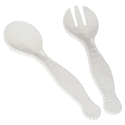 Set of Two 12" Cream Pearlette Melamine Servers