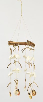 12" White Seashells and Coconut Slices Wind Chime
