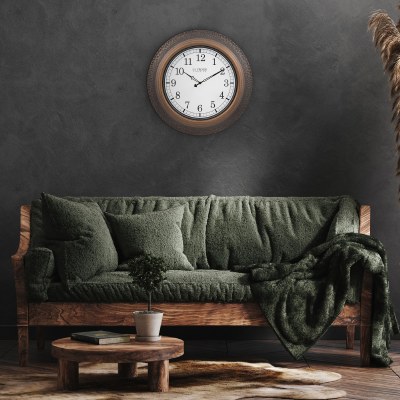 21" Round Distressed Copper Rim Wall Clock